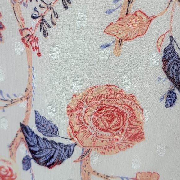 Rachel Zoe Muti Color Floral Bohemian Chic Chiffon Short Sleeve Blouse  L NEW - Picture 8 of 14